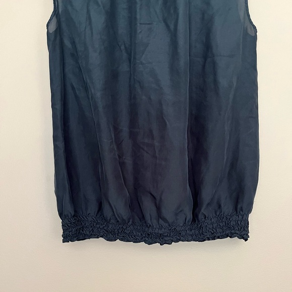 {Lafayette 148} High Neck Sleeveless Silk Blouse in Black - Womens XS - Picture 6 of 9